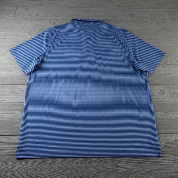 Vineyard Vines Polo Shirt Mens 2XL XXL Blue Striped Whale Logo Golf Performance - Picture 3 of 7
